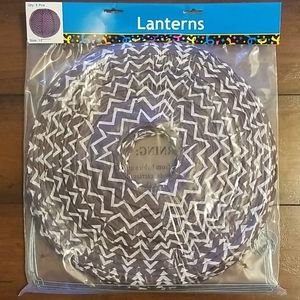 6 Purple & White Chevron Paper Lanterns